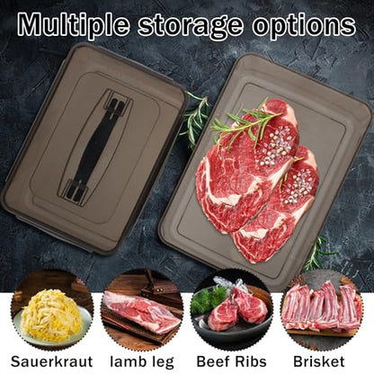 2 PCS Marinating Containers with Lid, 13.2 & 9 Quart Large Capacity Plastic Food Storage Boxes, Dishwasher Safe Meat Saver Tubs for BBQs Prep, Brining Turkey Chicken, Fruit Vegetable Storage