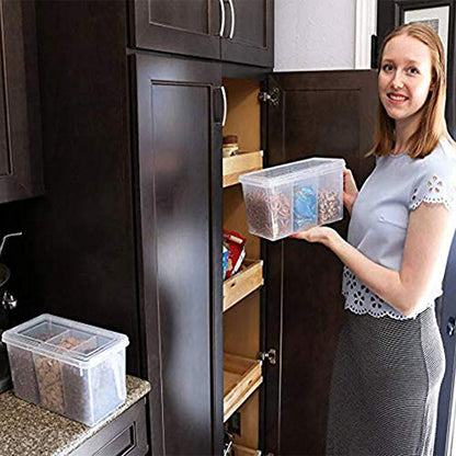 2 Pack Plastic Divided Veggie Storage Containers with Lids and Handles for Fridge Storage Organizer Boxes for Refrigerator Produce Beans Fruits Organzation - style: 2Pack with 6 dividers