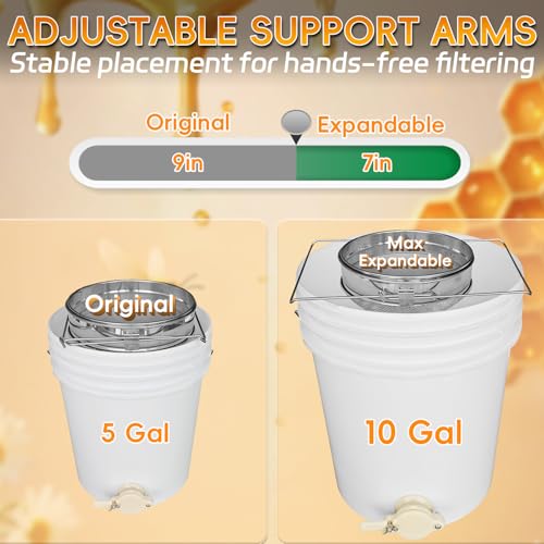 2 Pack Stainless Steel Honey Strainer Double Sieve, Food-Grade Honey Extractor Strainer Fits 5 Gallon Honey Bucket