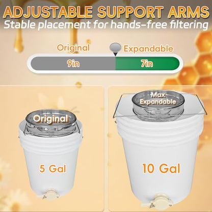 2 Pack Stainless Steel Honey Strainer Double Sieve, Food-Grade Honey Extractor Strainer Fits 5 Gallon Honey Bucket