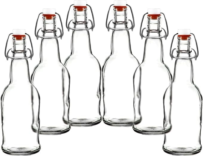 Easy Cap Beer Bottles - Kombucha Bottles - 16 oz. - Clear flip top 6 pack - EZ Cap Original Cherry Blossom Hardware