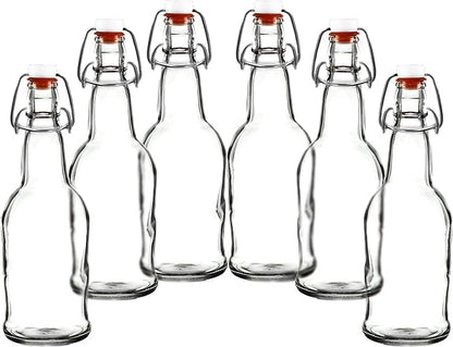 Easy Cap Beer Bottles - Kombucha Bottles - 16 oz. - Clear flip top 6 pack - EZ Cap Original Cherry Blossom Hardware