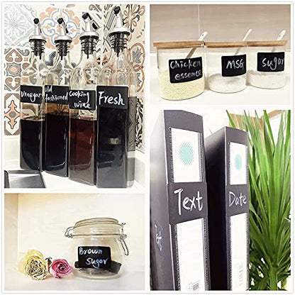 Wavy Shape Chalkboard Labels,Erasable Reusable Blackboard Stickers with 1 Liquid Chalk Pen,150 Pieces,for Jars, Spice, Craft, Home, Kitchen, Parties Decoration, Craft Rooms, Weddings - size: 2.17" x 1.38"