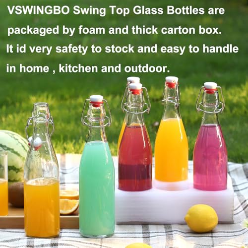 6 Pack 12 oz swing top glass bottles,flip top glass bottles 12 oz with airtight lids for Home Brewing,2nd Fermentation,Kombucha,Kefir,Vanilla Extract,Juice,Tea,Beverages,Soda,Oils,Vinegar,Limoncello