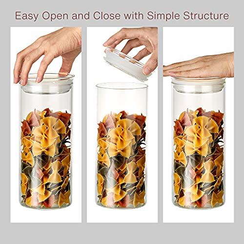 ZENS 37oz Glass Jars Set of 2, Clear Glass Kitchen Canisters with Airtight Lids, Wide Mouth Glass Storage Containers for Cereal, Coffee Beans, Loose Tea - size: 8-37oz 2Pack
