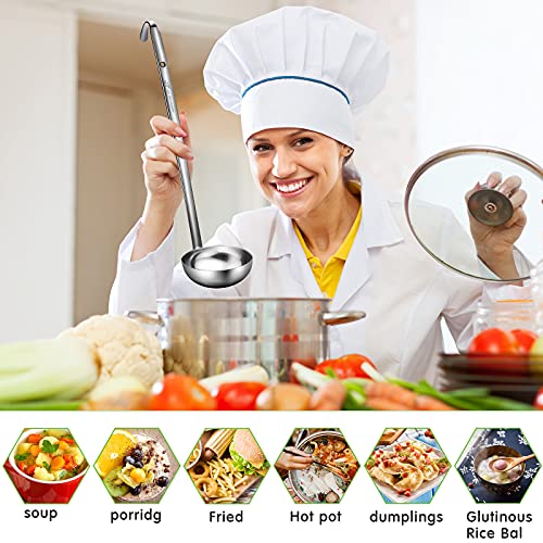 meekoo Stainless Steel Ladle Soup Handle Ladle with Pouring Rim for Kitchen Cooking Soup Sauce - size: 10 oz