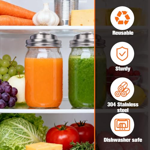 Palksky Mason Jar Drinking Lids,Stainless Steel Wide Mouth Mason Jar Sip Lid accessories,Anticracking Leak Proof Seal Flip Cap Cover Airtight Accessories for Drink,2Pack - style: Mason Jar Drinking Lids 2PCS