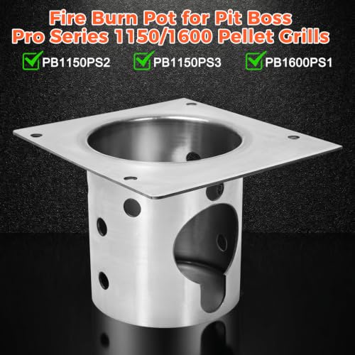 QuliMetal Fire Burn Pot Replacement Parts for Pit Boss Pro 1150/1600 Pellet Grills, Pit Boss PB1150PS2, PB1150PS3, PB1600PS1 Grills, Upgraded FirePot Accessories with Screws - size: Fire Burn Pot for Pit Boss 1150