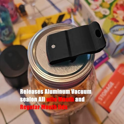 Mason Jar Opener Canning Tool,Canning Jar Opener, Releases Vacuum Seal on Wide Mouth and Regular Mouth Lids,Magnetic Jar Lid Lifter for Canning. Pickling and Home Food Storage (black) - color: Black