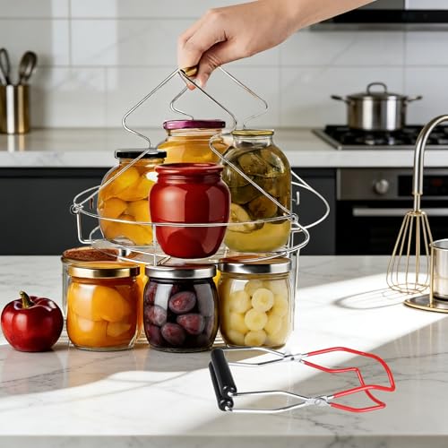 2pcs 10 Inch Stainless Steel Canning Rack with Jar Lifter Tongs Set - Heavy Duty Canning Basket for Water Bath Canner & Pressure Canner - Fits Stock Pot, Mouth Quart Jars for Home Canning (10 inch) - size: 10 inch