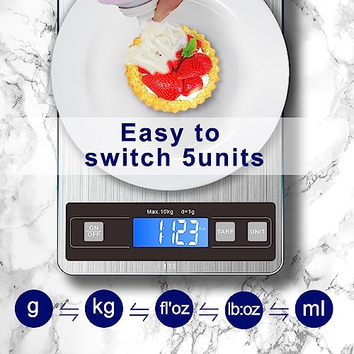 hito Food Scale 33lb Digital Kitchen Scale Rechargeable Waterproof Weight Grams and oz 1g/0.1oz Precise, for Weight Loss, Cooking and Baking, Ash Silver - color: Silver, size: 33lbs charging/ battery