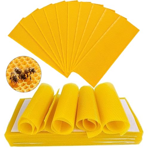 TooGet Beeswax Foundation Sheets, 30-Pack Natural Yellow Beeswax Sheets for Beekeeping Hive Frames & Candle Making Supplies - 19.5 x 41.5 cm