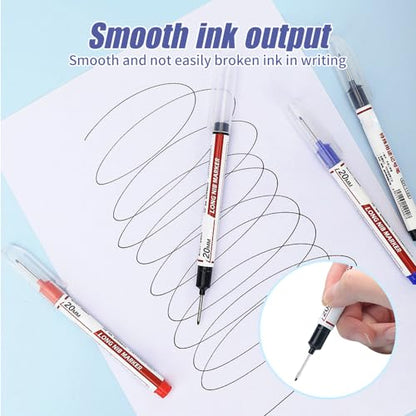 Eadwe 5PCS Long Head Deep Hole Marker Pens, 20mm Deep Reach Markers, Quick-dry Waterproof Long Nib Permanent Markers, Carpenter Ink Marker Pens, Construction Marking Tool, Metal Marking Pen (Black) - color: Black