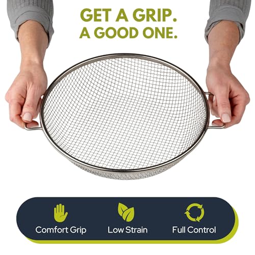 Round Soil Sifter for 5-Gallon Bucket (1/4-inch Mesh), Stainless Steel Garden Sieve with Handles - size: 1/4 inch