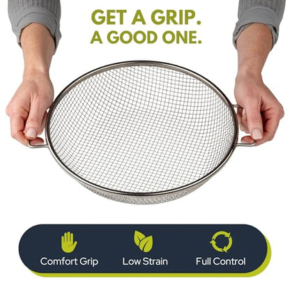 Round Soil Sifter for 5-Gallon Bucket (1/4-inch Mesh), Stainless Steel Garden Sieve with Handles - size: 1/4 inch
