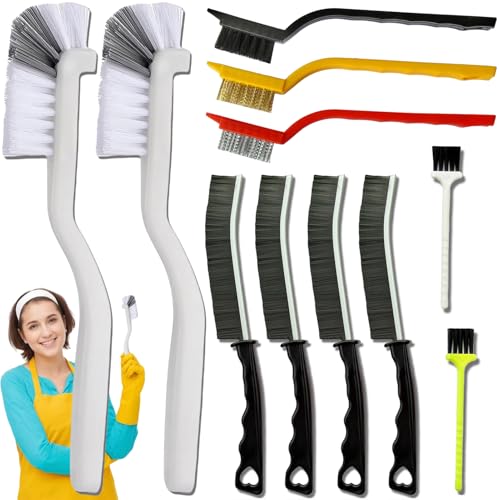 11Pcs Crevice Cleaning Brush,Gap Cleaning Brush with Long Handle,Small Gap Cleaning Brush for Bathroom Kitchen Toilet Water Cup Bottle and Window Groove