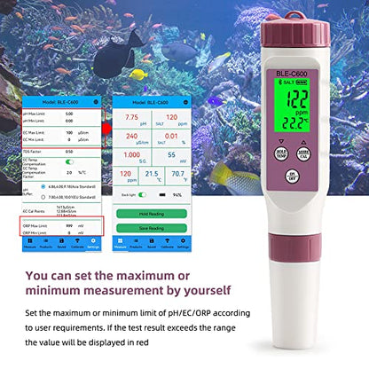 7 in 1 PH Meter PH Tester,0.01 High Accuracy Digital PH Meter for Water,PH/TDS/EC/ORP/S.G/Salt/Temp Tester,TDS Meter Water Tester for Drinking Water,Hydroponics,Plants,Aquarium and Pool - size: 7 in 1