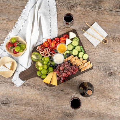 Cater Tek 15.8 x 9.8 Inch Charcuterie Boards, 10 Faux Wood Cheese Boards - WIth Handle, Stackable, Dark Paper Cardboard Charcuterie Boards, Disposable, For Serving At Catered Events - Restaurantware - color: Dark, size: 15 3/4"