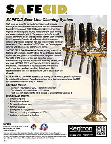 Alkaline Beer Line Cleaner 32 Fl Oz - Powerful & Safe - Biodegradable Draft System Cleanser - size: 32 Fl Oz (Pack of 1)