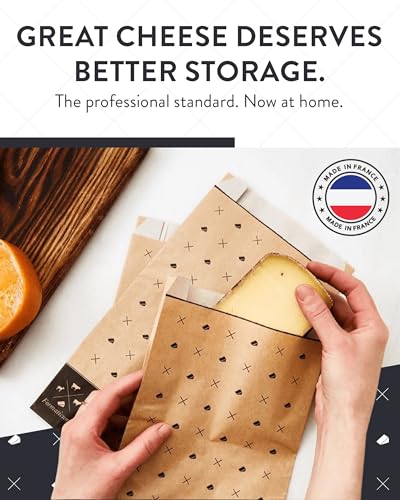 Formaticum Cheese Storage 15 Bags, Wax Paper | Wax Paper Included, Adhesive Labels Included, Porous Brown Wrapping Sheets - size: 15-Pack-Bags & 15-Pack-Sheets