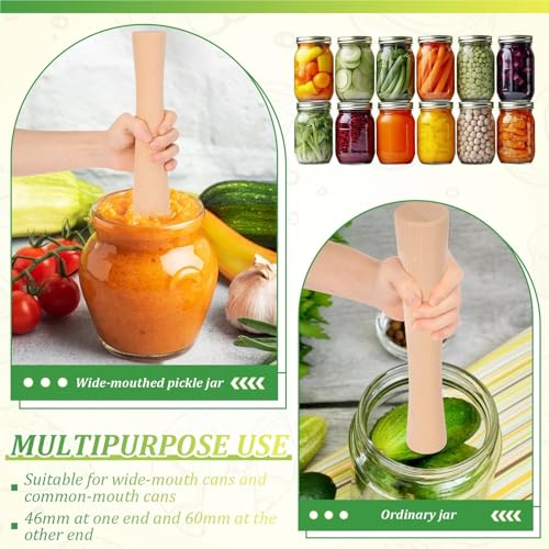 2Pcs Sauerkraut Pounder for Mason Jars Wooden Vegetable Fermentation Tamper Uniform Grinding Cabbage Sauerkraut Pounder Kitchen Fermenting Food Tools