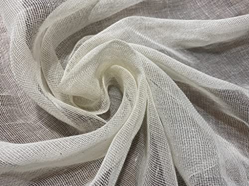 Mull Muslin 100% Cotton Fabric Voile Curtains Fine Unbleached Cheesecloth Linen Look Wedding Table Runner - 140cm Wide - Ecru Cream (Per 10 Metres)