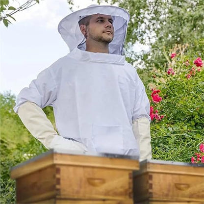 Mosquito Suits For Adult 2Pcs Protective Beekeeping Jacket Veil Smock Equipment Beekeeping Hat Sleeve