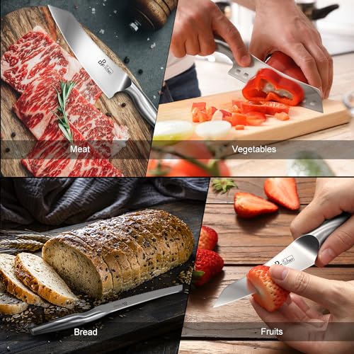 DDF iohEF Knife Set with Knife Strip, 8 Piece Professional Kitchen Knife Set, Japanese High Carbon Stainless Steel Chef Knives Set with Magnetic Knife Holder for Wall - color: 8PCS Kitchen Knives