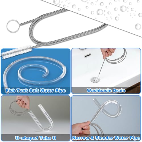Ixiaoyoo 11 Pcs Cleaning Brushes Set, 8 Inch + 60 Inch Cleaner Brushes | White Nylon Brushes Kit for Bottles, Tumbler, Sippy Cups, Pet Waterers, Drinking Straws, Pipes, Sink Drain, Fish Tank, Hose - color: White Cleaning Brush Set