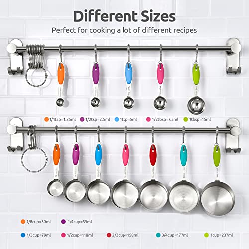 U-Taste 12 Piece Measuring Cups and Spoons Set in 18/8 Stainless Steel : 7 Measuring Cups & 5 Measuring Spoons - color: Multicolors