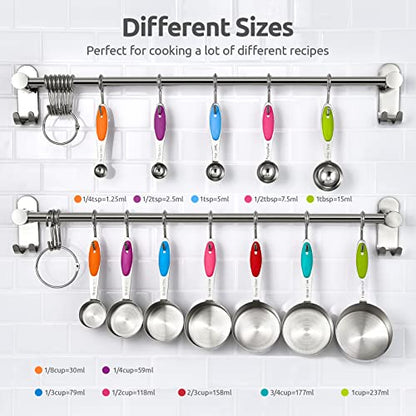 U-Taste 12 Piece Measuring Cups and Spoons Set in 18/8 Stainless Steel : 7 Measuring Cups & 5 Measuring Spoons - color: Multicolors