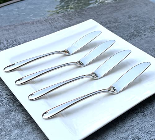 4 Pieces Set Butter knife, Pate Knife Cheese Spreader, Strong Heavy, Food Safety Material Stainless Steel 18/10, SUS 304# Strong thick handle (Silver) - color: Silver