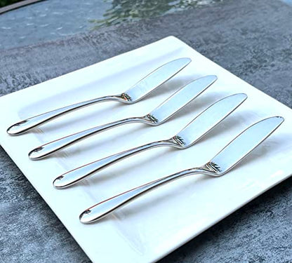 4 Pieces Set Butter knife, Pate Knife Cheese Spreader, Strong Heavy, Food Safety Material Stainless Steel 18/10, SUS 304# Strong thick handle (Silver) - color: Silver