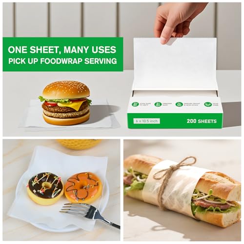 EcoDispose 2000 Count 6" x 10-1/2" Precut Pop Up Deli Paper Sheets, Interfolded Heavy Duty Oil-Resistant White Paper for Bakery, Food Wrap, Serving, Oven, Air Fryer & Microwave - color: White, size: 6"x10.5"inch