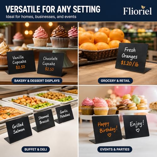 Mini Chalkboard Signs 20 Pack Food Labels Table Place Cards | 4x3 Inch Reusable Chalkboard Signs Buffet Party Wedding Place Cards Includes 2 Markers 5 Cleaning Wipes Food Labels