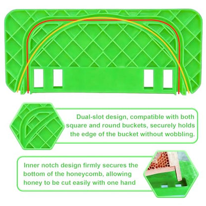 HIMO 2 Pcs Green Honey Uncapping Tank Holder, Spacious Beekeeping Rack Compatible with 5 Gallon Square and Round Buckets, Beekeeping Honeycomb Scraper Tool with Sturdy Support - color: Green-2pcs