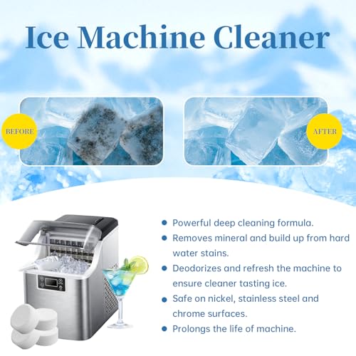Ice Machine Cleaner Tablets Descaler, 48 Pack Ice Maker Cleaner, Nickel Safe Scale for Countertop Portable Nugget Ice Makers Cleaning, Remove Hard Water Buildup, Odor-Free