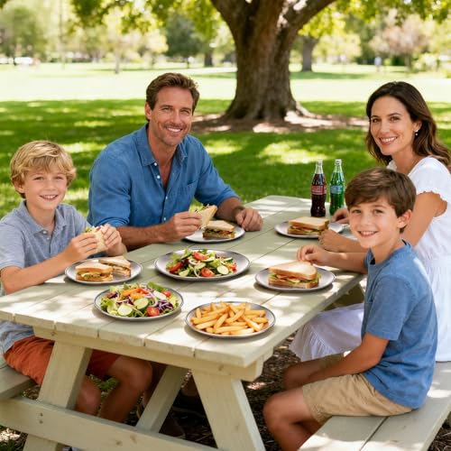 Metal Camping Plates, 4 Pack 9.1 inch Small 201 Stainless Steel Plates, Reusable Pizza Food Serving Snack Eating Salad Dishes Round Shatterproof Brushed Finish Silver Dish Oven Dishwasher Safe - size: 9.1"