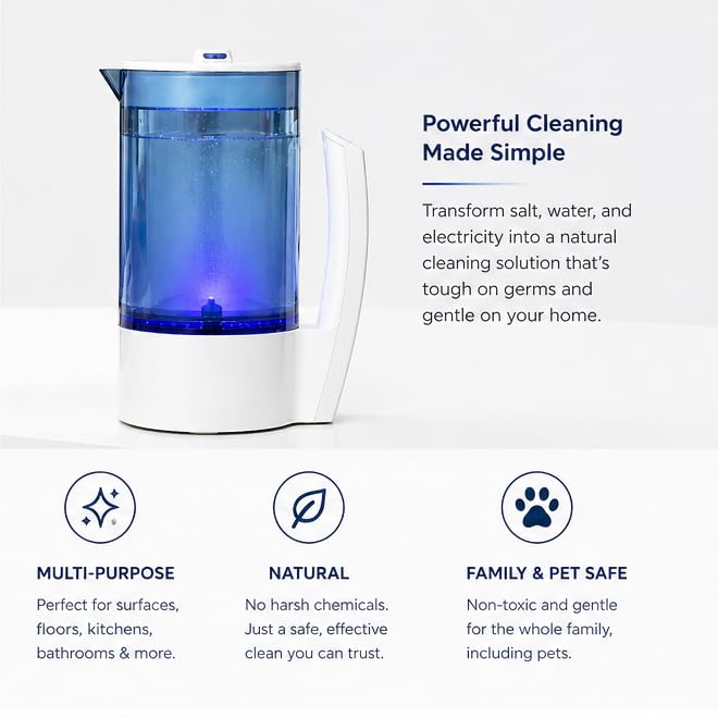 Eco One Portable Hypochlorous Acid (HOCL) Generator Machine, DIY Multi-Purpose Cleaner & Disinfectant, Includes Test Strips, Microfiber Cloth and Fine Mist Sprayer