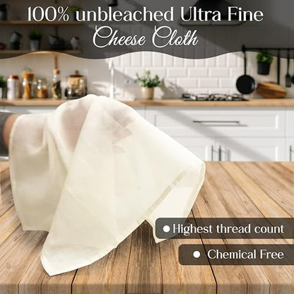 Raajsee Cheese Cloths 6 pcs Hemmed 20x20 inch Reusable 100% Unbleached Organic Cheesecloth for Straining Craft, Grade 100 Ultra Fine Muslin Cloth For Turkey Baking Juicing Brewing Yogurt Strainer - size: 20x20 inch 6 Pcs
