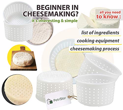 PetriStor 5 pcs Soft Cheese Mold for Cheese Making 0.7QT - Small Cheese Molds - Homemade Cheese Making Supplies - Cream Cheese Form Mold - Molde Para Queso Fresco Casero