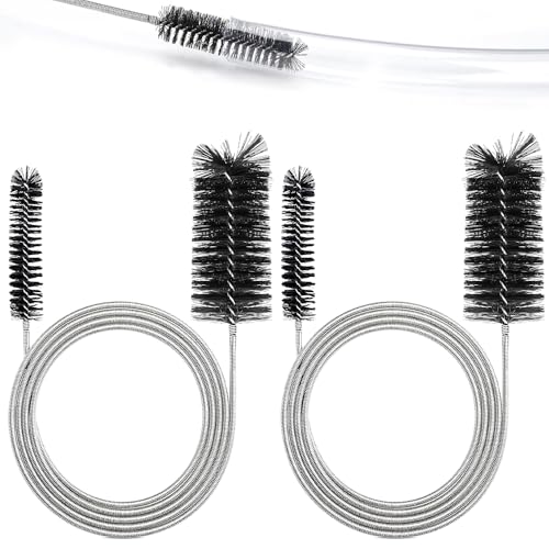 2-Pack Flexible Dual-Ended Aquarium & Kitchen Tube Brush – Stainless Steel Core with Durable Black Plastic, 61-Inch Long Cleaning Tool for Hoses, Pumps, and Narrow Pipes（Black）
