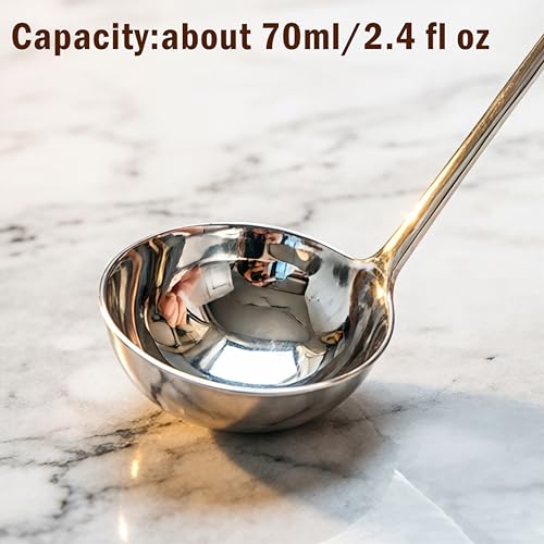 Small Soup Ladle for Kitchen, 11.4-Inch Stainless Steel Ladle 2.4 oz, Serving ladle for Soup,Gravy,Canning, Hot Pot, Dishwasher Safe