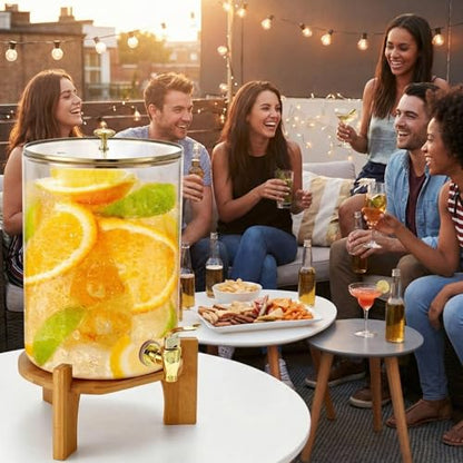 Honeydak 2 Pack 2 Gallon Each Amber Glass Drink Dispensers with Spigot, Gold Accent, Beverage Dispensers with Stand for Lemonade Juice Water Iced Tea Cocktails - size: 2 Gallon