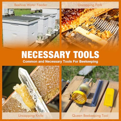 MayBee 14 Pcs Beekeeping Tools with Bee Smoker, Beekeeping Supplies Bee Hives Starter Kit for Beginners and Professional Beekeeper, Durable, Bee Keeping Supplies-All