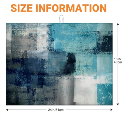 Absorbent Kitchen Dish Drying Mat Quick Dry Heat Resistant Hide Stain for Glasses Coffee Espresso Machines Pots Pans and Dish Racks,18" x 24" Abstract Teal Blue Pattern - color: Abstract Teal Blue