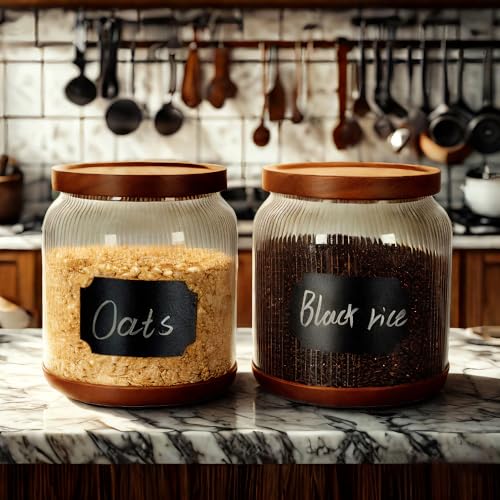 SAIOOL Striped Borosilicate Glass Airtight Canisters, 1/2 Gallon - size: 1/2 Gallon (Striped 2 pack)