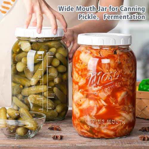 Folinstall 1 Gallon Glass Jar with Lid, Wide Mouth Mason Jars, Large Glass Flour Storage Containers with Airtight Lids, Candy Jar Safe for Cookie, Kombucha, Pickle, Sugar