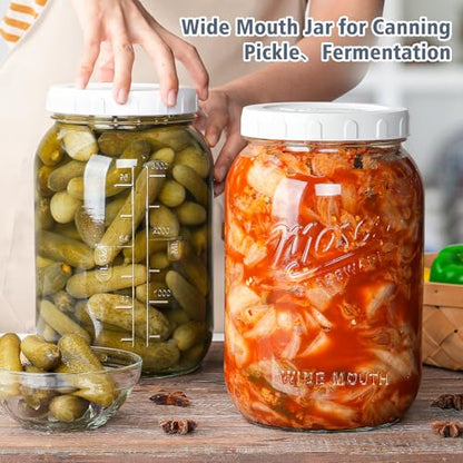 Folinstall 1 Gallon Glass Jar with Lid, Wide Mouth Mason Jars, Large Glass Flour Storage Containers with Airtight Lids, Candy Jar Safe for Cookie, Kombucha, Pickle, Sugar