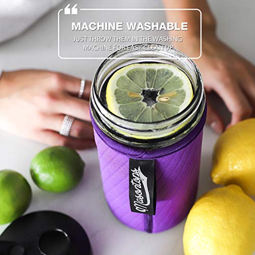 Masontops Wide Mouth Mason Jar Neoprene Sleeve - Purple - Triple Insulated Cozy - 2 Sleeves Cover 16-24 oz & Quart Sizes